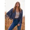 imagePRETTYGARDEN Womens Fringe Faux Suede Leather Jackets Fall Fashion 2026 Tassel Motorcycle Cropped CoatsHaze Blue