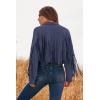 imagePRETTYGARDEN Womens Fringe Faux Suede Leather Jackets Fall Fashion 2026 Tassel Motorcycle Cropped CoatsHaze Blue