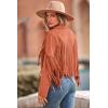 imagePRETTYGARDEN Womens Fringe Faux Suede Leather Jackets Fall Fashion 2026 Tassel Motorcycle Cropped CoatsOrange