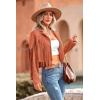 imagePRETTYGARDEN Womens Fringe Faux Suede Leather Jackets Fall Fashion 2026 Tassel Motorcycle Cropped CoatsOrange