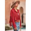 imagePRETTYGARDEN Womens Fringe Faux Suede Leather Jackets Fall Fashion 2026 Tassel Motorcycle Cropped CoatsRed