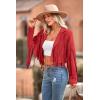 imagePRETTYGARDEN Womens Fringe Faux Suede Leather Jackets Fall Fashion 2026 Tassel Motorcycle Cropped CoatsRed