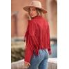 imagePRETTYGARDEN Womens Fringe Faux Suede Leather Jackets Fall Fashion 2026 Tassel Motorcycle Cropped CoatsRed