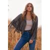imagePRETTYGARDEN Womens Fringe Faux Suede Leather Jackets Fall Fashion 2026 Tassel Motorcycle Cropped CoatsSilver Grey