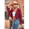 imagePRETTYGARDEN Womens Fringe Faux Suede Leather Jackets Fall Fashion 2026 Tassel Motorcycle Cropped CoatsWine Red