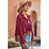 imagePRETTYGARDEN Womens Fringe Faux Suede Leather Jackets Fall Fashion 2026 Tassel Motorcycle Cropped CoatsWine Red
