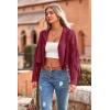imagePRETTYGARDEN Womens Fringe Faux Suede Leather Jackets Fall Fashion 2026 Tassel Motorcycle Cropped CoatsWine Red