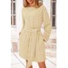 imagePRETTYGARDEN Womens Long Sleeve Dresses Spring Fall Casual Short Belted Dress Trendy Quilted Outfits with Pockets