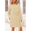imagePRETTYGARDEN Womens Long Sleeve Dresses Spring Fall Casual Short Belted Dress Trendy Quilted Outfits with Pockets