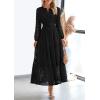 imagePRETTYGARDEN Womens Long Sleeve Maxi Dress V Neck Hollow Out Eyelet A Line Long Flowy 2026 Spring Wedding Guest DressesBlack