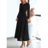 imagePRETTYGARDEN Womens Long Sleeve Maxi Dress V Neck Hollow Out Eyelet A Line Long Flowy 2026 Spring Wedding Guest DressesBlack