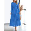 imagePRETTYGARDEN Womens Long Sleeve Maxi Dress V Neck Hollow Out Eyelet A Line Long Flowy 2026 Spring Wedding Guest DressesBlue
