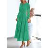 imagePRETTYGARDEN Womens Long Sleeve Maxi Dress V Neck Hollow Out Eyelet A Line Long Flowy 2026 Spring Wedding Guest DressesGreen