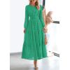 imagePRETTYGARDEN Womens Long Sleeve Maxi Dress V Neck Hollow Out Eyelet A Line Long Flowy 2026 Spring Wedding Guest DressesGreen