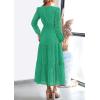 imagePRETTYGARDEN Womens Long Sleeve Maxi Dress V Neck Hollow Out Eyelet A Line Long Flowy 2026 Spring Wedding Guest DressesGreen
