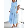 imagePRETTYGARDEN Womens Long Sleeve Maxi Dress V Neck Hollow Out Eyelet A Line Long Flowy 2026 Spring Wedding Guest DressesLight Blue