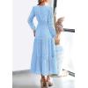 imagePRETTYGARDEN Womens Long Sleeve Maxi Dress V Neck Hollow Out Eyelet A Line Long Flowy 2026 Spring Wedding Guest DressesLight Blue