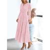 imagePRETTYGARDEN Womens Long Sleeve Maxi Dress V Neck Hollow Out Eyelet A Line Long Flowy 2026 Spring Wedding Guest DressesPink