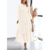 imagePRETTYGARDEN Womens Long Sleeve Maxi Dress V Neck Hollow Out Eyelet A Line Long Flowy 2026 Spring Wedding Guest DressesWhite