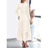 imagePRETTYGARDEN Womens Long Sleeve Maxi Dress V Neck Hollow Out Eyelet A Line Long Flowy 2026 Spring Wedding Guest DressesWhite