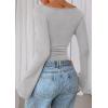 imagePRETTYGARDEN Womens Long Sleeve Shirts 2026 Spring Crop Going Out Tops Casual Boat Neck Bell Sleeve Ribbed Ruched Y2K ClothesGrey