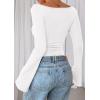 imagePRETTYGARDEN Womens Long Sleeve Shirts 2026 Spring Crop Going Out Tops Casual Boat Neck Bell Sleeve Ribbed Ruched Y2K ClothesWhite
