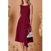 imagePRETTYGARDEN Womens Midi Summer Dresses Sleeveless Flared A Line Asymmetrical Ruffle Flowy Cocktail Party Dress Wine RedMedium