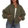 imagePRETTYGARDEN Womens Quilted Bomber Jacket Fall Fashion 2026 Lightweight Cropped Zip up Outerwear Winter Puffer Coats PocketsArmy Green
