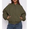 imagePRETTYGARDEN Womens Quilted Bomber Jacket Fall Fashion 2026 Lightweight Cropped Zip up Outerwear Winter Puffer Coats PocketsArmy Green
