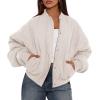imagePRETTYGARDEN Womens Quilted Bomber Jacket Fall Fashion 2026 Lightweight Cropped Zip up Outerwear Winter Puffer Coats PocketsBeige