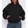 imagePRETTYGARDEN Womens Quilted Bomber Jacket Fall Fashion 2026 Lightweight Cropped Zip up Outerwear Winter Puffer Coats PocketsBlack