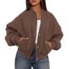 imagePRETTYGARDEN Womens Quilted Bomber Jacket Fall Fashion 2026 Lightweight Cropped Zip up Outerwear Winter Puffer Coats PocketsBrown