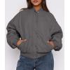 imagePRETTYGARDEN Womens Quilted Bomber Jacket Fall Fashion 2026 Lightweight Cropped Zip up Outerwear Winter Puffer Coats PocketsDark Grey