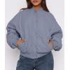 imagePRETTYGARDEN Womens Quilted Bomber Jacket Fall Fashion 2026 Lightweight Cropped Zip up Outerwear Winter Puffer Coats PocketsDusty Blue