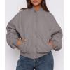imagePRETTYGARDEN Womens Quilted Bomber Jacket Fall Fashion 2026 Lightweight Cropped Zip up Outerwear Winter Puffer Coats PocketsGrey