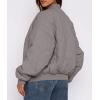 imagePRETTYGARDEN Womens Quilted Bomber Jacket Fall Fashion 2026 Lightweight Cropped Zip up Outerwear Winter Puffer Coats PocketsGrey