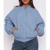 imagePRETTYGARDEN Womens Quilted Bomber Jacket Fall Fashion 2026 Lightweight Cropped Zip up Outerwear Winter Puffer Coats PocketsLight Blue