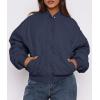 imagePRETTYGARDEN Womens Quilted Bomber Jacket Fall Fashion 2026 Lightweight Cropped Zip up Outerwear Winter Puffer Coats PocketsNavy Blue