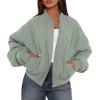 imagePRETTYGARDEN Womens Quilted Bomber Jacket Fall Fashion 2026 Lightweight Cropped Zip up Outerwear Winter Puffer Coats PocketsSage Green