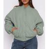 imagePRETTYGARDEN Womens Quilted Bomber Jacket Fall Fashion 2026 Lightweight Cropped Zip up Outerwear Winter Puffer Coats PocketsSage Green