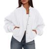 imagePRETTYGARDEN Womens Quilted Bomber Jacket Fall Fashion 2026 Lightweight Cropped Zip up Outerwear Winter Puffer Coats PocketsWhite