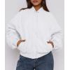 imagePRETTYGARDEN Womens Quilted Bomber Jacket Fall Fashion 2026 Lightweight Cropped Zip up Outerwear Winter Puffer Coats PocketsWhite