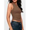 imagePRETTYGARDEN Womens Sleeveless One Shoulder Tank Top Ruched Slim Fit Shirts Basic Crop Y2k Tops 2026 Spring Fashion ClothingCoffee
