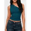 imagePRETTYGARDEN Womens Sleeveless One Shoulder Tank Top Ruched Slim Fit Shirts Basic Crop Y2k Tops 2026 Spring Fashion ClothingDark Blue