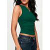 imagePRETTYGARDEN Womens Sleeveless One Shoulder Tank Top Ruched Slim Fit Shirts Basic Crop Y2k Tops 2026 Spring Fashion ClothingDark Green