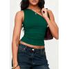 imagePRETTYGARDEN Womens Sleeveless One Shoulder Tank Top Ruched Slim Fit Shirts Basic Crop Y2k Tops 2026 Spring Fashion ClothingDark Green