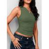 imagePRETTYGARDEN Womens Sleeveless One Shoulder Tank Top Ruched Slim Fit Shirts Basic Crop Y2k Tops 2026 Spring Fashion ClothingGrey Green