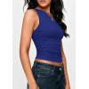 imagePRETTYGARDEN Womens Sleeveless One Shoulder Tank Top Ruched Slim Fit Shirts Basic Crop Y2k Tops 2026 Spring Fashion ClothingNavy Blue