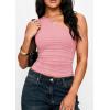 imagePRETTYGARDEN Womens Sleeveless One Shoulder Tank Top Ruched Slim Fit Shirts Basic Crop Y2k Tops 2026 Spring Fashion ClothingPink
