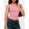 imagePRETTYGARDEN Womens Sleeveless One Shoulder Tank Top Ruched Slim Fit Shirts Basic Crop Y2k Tops 2026 Spring Fashion ClothingPink
